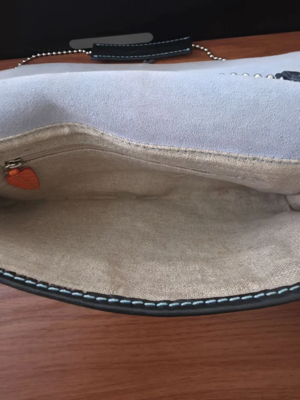 Ransom + Scout Leather Graphic Print Clutch w/ Ball Chain Strap & Dust Bag - Picture 7 of 9